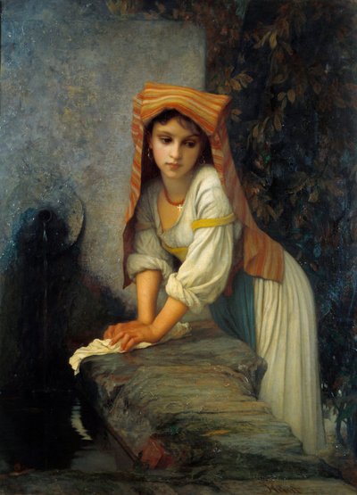 若いラヴァンディエール アーネスト・エベール（1817-1908）の絵画 19世紀 日0.88x1.2 m パリ、エベール美術館 作： Antoine Auguste Ernest Herbert or Hebert