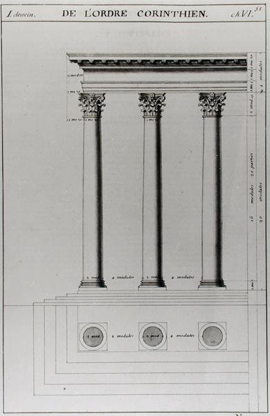 Ms 1031 Fol.51 「建築様式論」からの「コリント式装飾」。 作： Antoine Babuty Desgodets