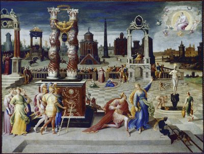 皇帝アウグストとティブルティンのシビュル（油彩・キャンバス、1575-1580年頃 作： Antoine Caron