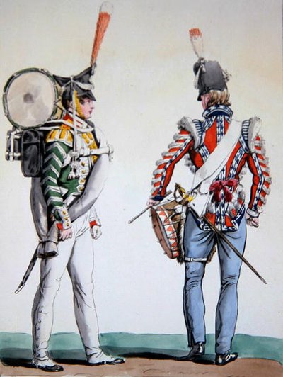 英語とロシア語のドラマー（リトグラフ） 作： Antoine Charles Horace Vernet