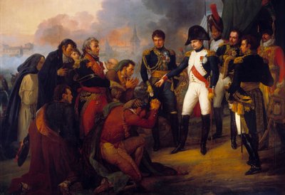 マドリードを訪れた皇帝ナポレオン1世（1769-1821）：市の代表団を迎える皇帝（1808年3月12日）、アントワーヌ・シャルル・ホレス・ヴェルネ（1758-1836）の絵 作： Antoine Charles Horace Vernet