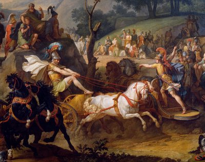 Patroclesに敬意を表しての葬儀、彼の戦車でのアキレスの詳細、1790年頃の油彩、キャンバス346199も参照 作： Antoine Charles Horace Vernet