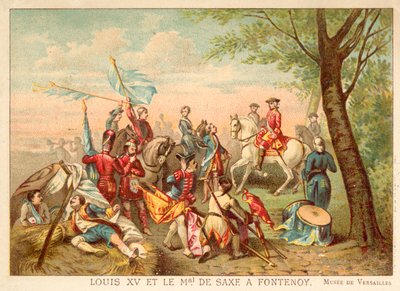 フランスのルイ15世とフォンテノワの戦いでのサクセ元帥、1745年（クロモリト） 作： Antoine Charles Horace Vernet