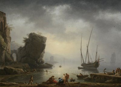 地中海沿岸の風景、1746年 作： Antoine Charles Horace Vernet