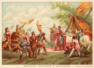 1214年のBouvinesでのフィリップアウグストゥス（クロモリト） 作： Antoine Charles Horace Vernet