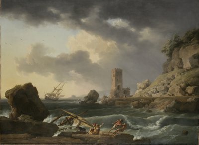 難破した岩の多い海岸の風景、1746 作： Antoine Charles Horace Vernet