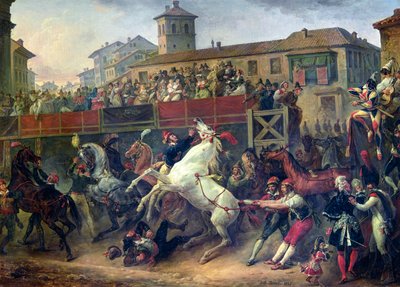 ローマのアンマウントされた競馬のシーン 作： Antoine Charles Horace Vernet
