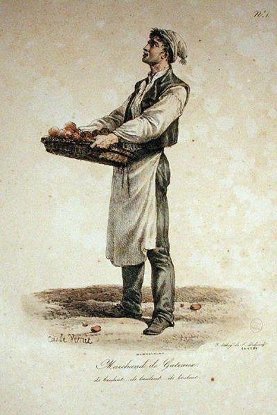 フランソワセラフィンデルペック（1778〜1825年）が刻印した「パリの叫び」シリーズのケーキセラー、ナンバー1 作： Antoine Charles Horace Vernet