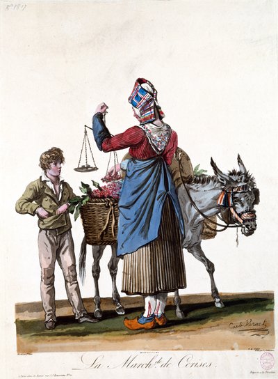 フィリベール・ルイ・デブコート（1755-1832）によって刻まれた桜の売り手 作： Antoine Charles Horace Vernet