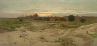 マルセントのマール坑：夕方、1857年以降（紙に油彩、厚紙にマウント、合板にマウント） 作： Antoine Chintreuil