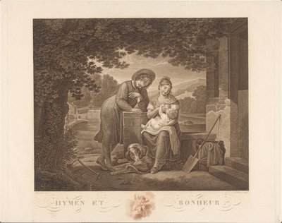 犬と若い家族 Hymen et Bonheur (オブジェクトのタイトル) 作： Antoine Claude François Villerey