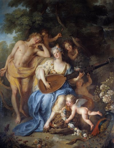アンジェリーク・ド・ヴァランジュヴィル（1683年～）の「ヴィラール公爵夫人の肖像」の詳細。アントワーヌ・コイペル（1661-1722）による絵画 作： Antoine Coypel