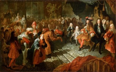 2月17日、ベルサイユのGalerie des Glacesでペルシャ大使を迎えるルイ14世 作： Antoine Coypel