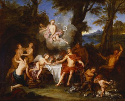バッカスとキューピッドの同盟、c.1702（キャンバスに油彩） 作： Antoine Coypel