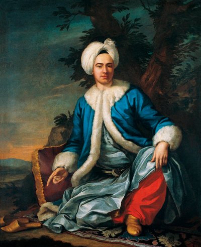 トルコの衣装を着たヨーロッパ人の肖像 - アントワーヌ・ド・ファヴレイ (1706-1791) 作、キャンバスに油彩 (146x119 cm)、18 世紀後半、フランス美術 - ペラ美術館、イスタンブール (トルコ) 作： Antoine Favray