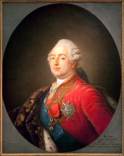 フランス国王ルイ16世（1754-1793）の肖像。アントワーヌ・フランソワ（アントワーヌ・フランソワ）・カルレ（1741-1823）の工房で描かれたもの。1786.ディム。0.915 x 0.730 m. パリ、カルナヴァレ美術館 作： Antoine Francois (after) Callet
