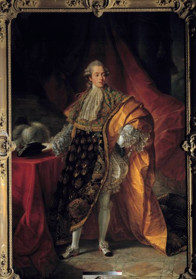 聖霊勲章の大礼服を着たシャルル・フィリップ・ド・フランス、アルトワ伯爵（1757-1836）未来のシャルル10世の全身像 アントワーヌ・フランソワ（アントワーヌ・フランソワ）・カレ（1741-1823）の絵 作： Antoine François Callet
