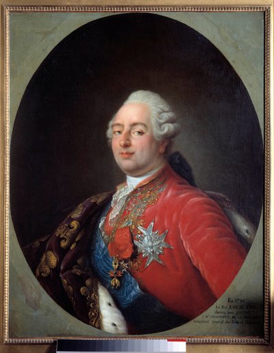 フランス国王ルイ16世（1754-1793）の肖像。アントワーヌ・フランソワ（アントワーヌ・フランソワ）・カルレ（1741-1823）の工房で描かれたもの。1786.ディム。0.915 x 0.730 m. パリ、カルナヴァレ美術館 作： Antoine François Callet
