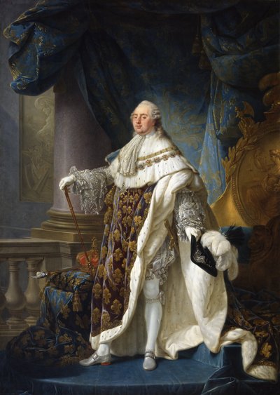 フランス語：ルイ16世、フランスとナバラの王、1779年、王室の大衣装を着用 1779年、フランスとナバラの王、ルイ16世、王室の大衣装を着用 作： アントワーヌ・フランソワ・カレット