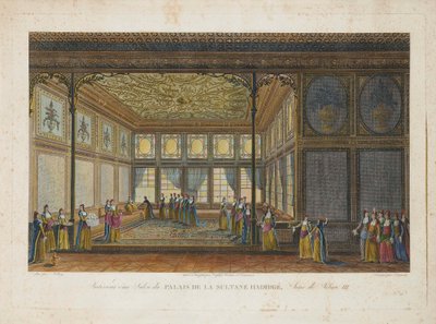 スルタン セリム 3 世の異母姉妹であるプリンセス ハティツェ スルタンの宮殿の内部。 1810年。 作： Antoine Ignace Melling