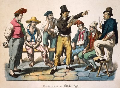 波止場の語り部』アントワーヌ・ジャン＝バティスト・トマ（1791-1834）作、版画、フランス 作： Antoine Jean Baptiste Thomas
