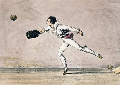 アントワーヌ・ジャン・バティスト・トーマス（1791-1834）作「球技」、カラーリトグラフ、「ローマとその周辺での1年」より 作： Antoine Jean Baptiste Thomas