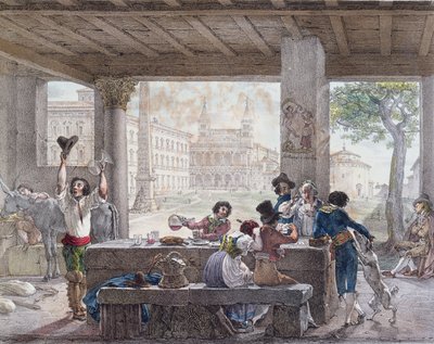 ローマの旅館、フランソワアレクサンドル悪役（1798-1884）c.1820-30刻印 作： Antoine Jean Baptiste Thomas