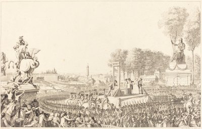 1793 年 10 月 16 日、マリー・アントワネットの命日 作： Antoine Jean Duclos after Charles Monnet