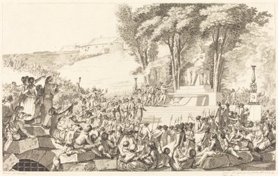 1793 年 4 月 10 日、バスティーユのがれきにある再生の泉 作： Antoine Jean Duclos after Charles Monnet