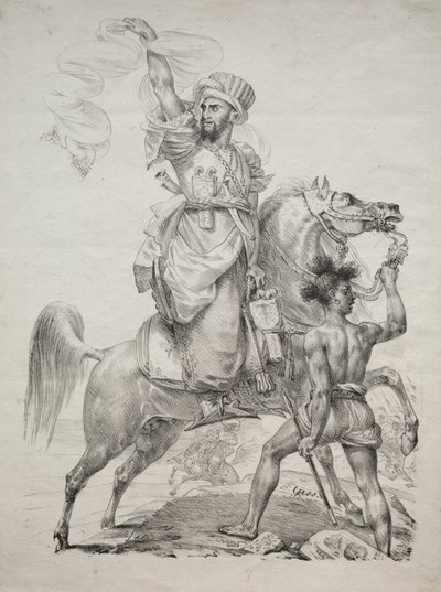 1817年、馬の信号で助言を求めるマメルーク首長。 作： Antoine Jean Gros