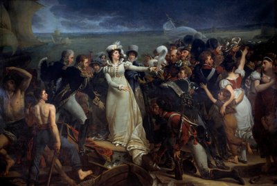 マダム・ロワイヤルと呼ばれたアングレーム公爵夫人マリー・テレーズ（1778-1851）のポイヤックでの船着き場 1815年2月4日にイギリスに向けて出発したアントワーヌ・ジャン・グロ（1771-1835）の絵画。1818年 日3,26x2,04 m ボルドー、ミュゼ・デ・ボザール 作： Antoine Jean Gros