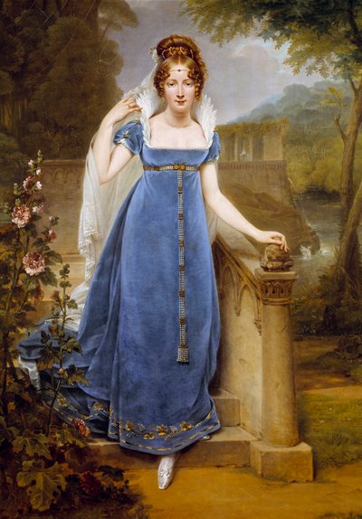 ルグラン伯爵夫人アンリエット・シェレール（1795-1848）の全身像。アントワーヌ・ジャン・グロ（1771-1835）の絵画 作： Antoine Jean Gros