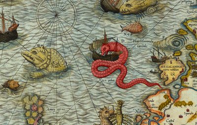 オラウス・マグヌス（1490-1557）作 海の地図（Carta marina）の詳細 作： Antoine Lafrery