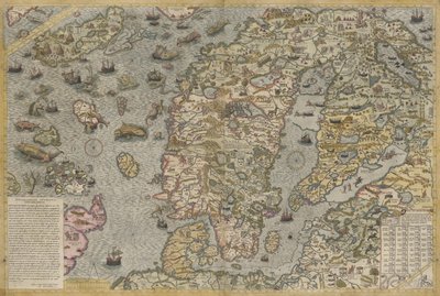 オラウス・マグヌス（1490-1557）による海の地図（Carta marina） 作： Antoine Lafrery