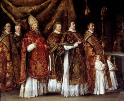 教皇のミサ、または祭壇に上がる前夜祭、行列 アントワーヌ・ル・ナイン（1600/1610-1648）の絵 作： Antoine Le Nain