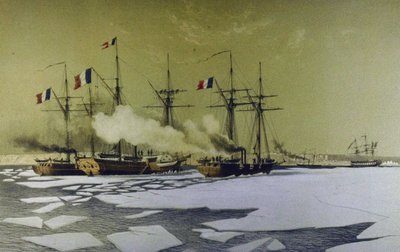 1855年から1856年、1860年に浮遊電池の通過のためにドニエプルリマンで砕氷 作： Antoine Leon Morel Fatio