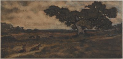 木の近くのバックス（紙にトイレ） 作： Antoine Louis Barye