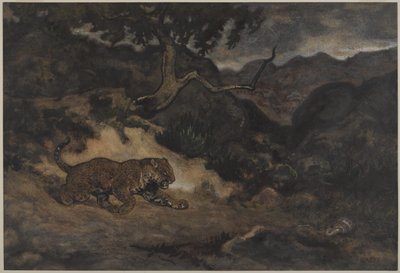 ジャガーヘビの発見、1840年頃（紙にトイレ） 作： Antoine Louis Barye