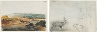 風景 (レクト); 動物の研究（裏） 作： Antoine Louis Barye