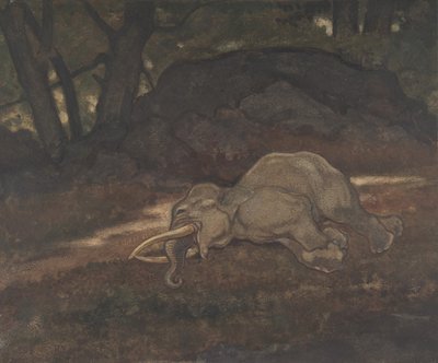 眠る象、1810-75。 作： Antoine Louis Barye