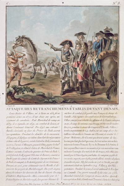 ルイルクール（fl.1780-1800）によって彫刻された、1712年、デナンの前に確立された塹壕への攻撃、1787年 作： Antoine Louis Francois Sergent Marceau