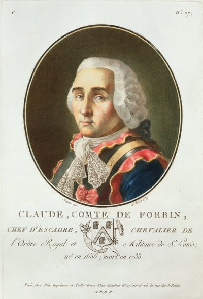 クロード（1656-1733）1789年の「偉大な男性、輝かしい女性、そして記憶に残るフランスの主題の肖像」からの1789年のコンテドフォルビン 作： Antoine Louis Francois Sergent Marceau