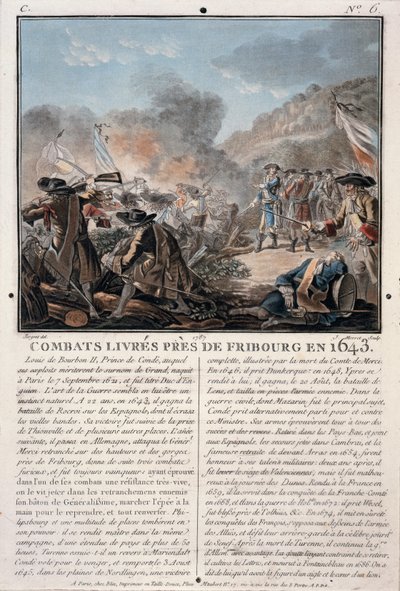 フライブルク近郊の戦闘、1643年、ジャンバプティストモレット（fl.1790-1820）、1787年（カラーリソ）によって彫刻 作： Antoine Louis Francois Sergent Marceau