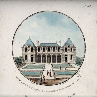 ボワジェラン・オテルのオランジュリー（旧サリー） - セルジュの「パリの主要建築物の絵のような景色」にて 作： Antoine Louis Francois Sergent Marceau
