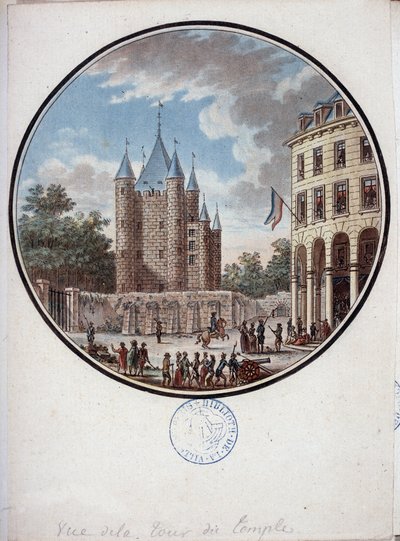 パリ、テンプル塔の眺め - セルジュの「パリの主要建築物の絵のある風景」の中で 作： Antoine Louis Francois Sergent Marceau