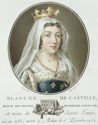 乗車、1787年に彫刻されたブランシュドカスティーユ（1185-1252）の肖像 作： Antoine Louis Francois Sergent Marceau