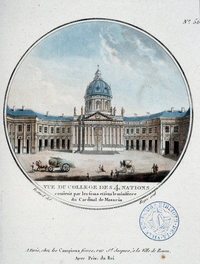 Vue du Collège des Quatre Nations (Institut de France) - 「Picturesque view of the main buildings of Paris」（Sergeant）にて 作： Antoine Louis Francois Sergent Marceau