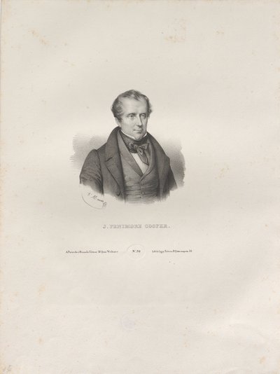 作家ジェームズ・フェニモア・クーパーの肖像 1789～1851年頃。 1840年。 作： Antoine Maurin