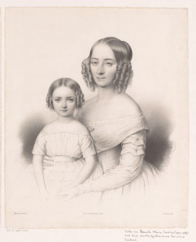 カタリーナ・ペトロネラ・マリア・コチウスと娘の肖像 作： Antoine Maurin