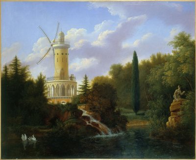 1827年、パリのフォリーボージョンの風車 作： Antoine Patrice Guyot